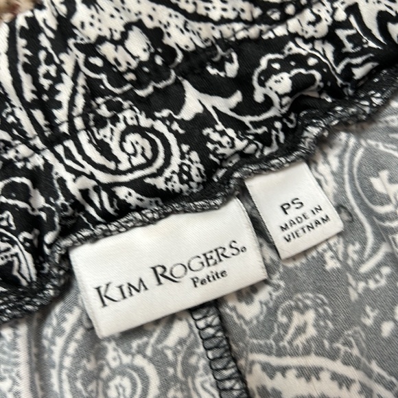 Kim Rogers petite small black and white paisley bolero pants elastic waist PS - Picture 3 of 3